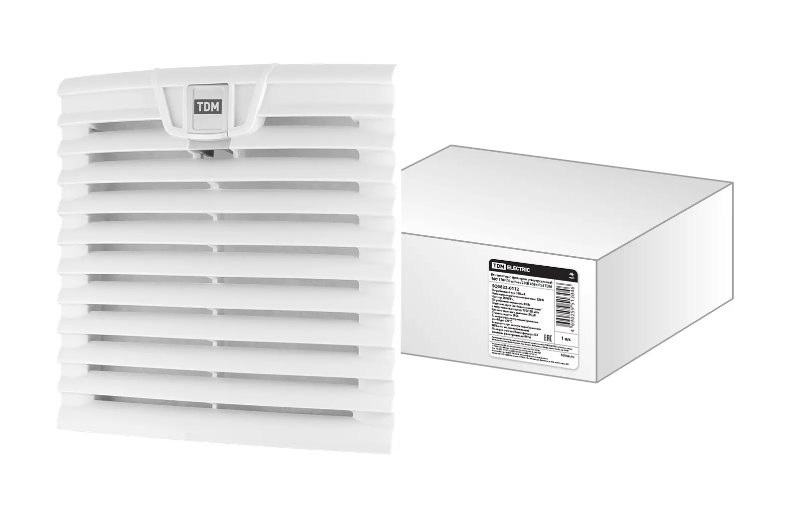 Изображение товара Вентилятор вытяжной осевой Tdm Electric ВФУ SQ0832-0112 45 Вт IP54 белый