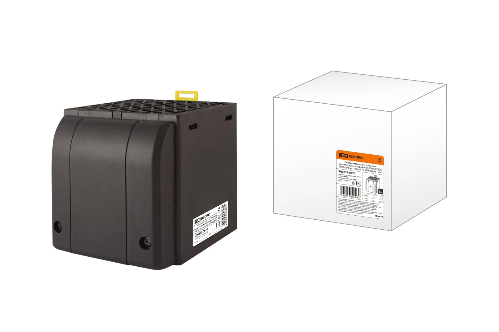 Изображение товара Обогреватель на DIN-рейку Tdm electric в корпусе ОШВ-150 с встроенным вентилятором 230 В 150 Вт