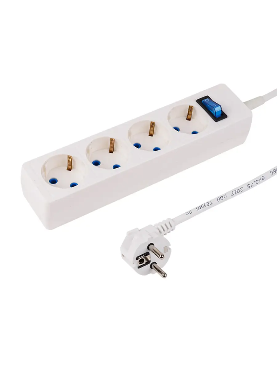 Изображение товара Сетевой фильтр PROconnect Standard 3x0.75 5 м 4 розетки с заземлением 1300 Вт цвет белый