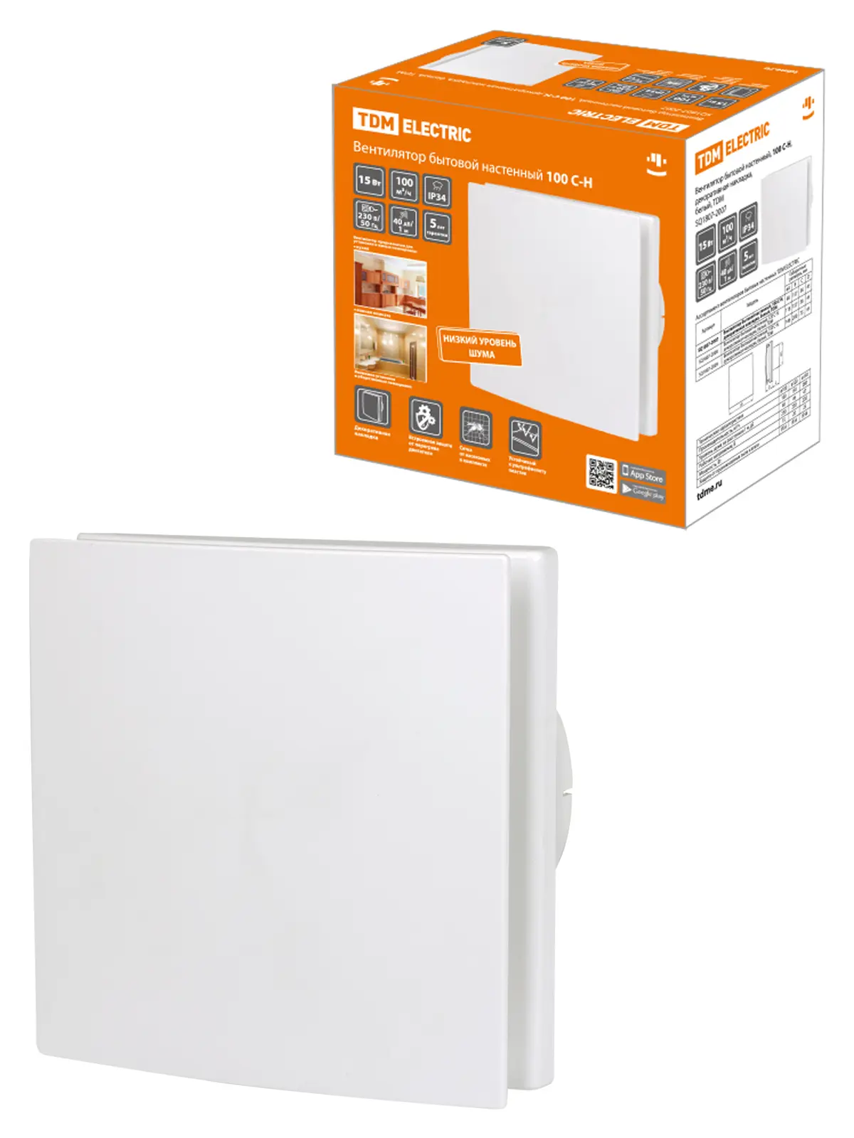 Изображение товара Вентилятор вытяжной Tdm electric 100 С-Н D100 мм 40 дБ 113 м³/ч цвет белый