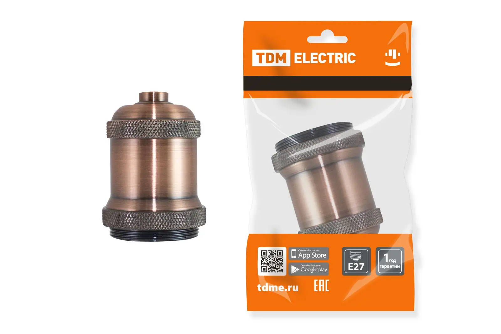 Изображение товара Патрон Tdm electric пластик Sq0335-0050 E27 цвет оранжевый/медный
