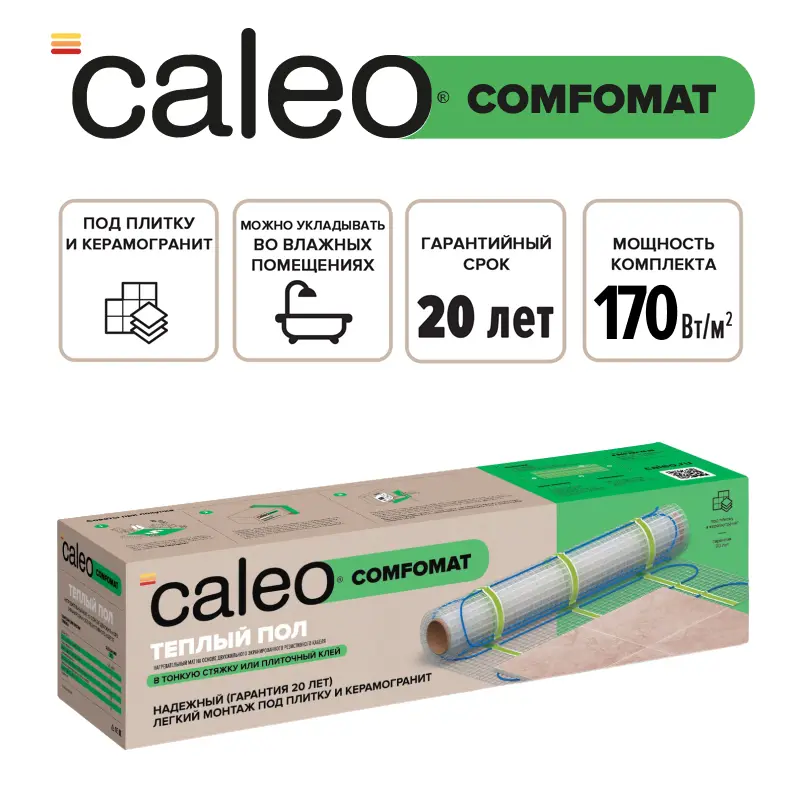 Изображение товара Нагревательный мат для теплого пола Caleo Comfomat 4 м² 680 Вт