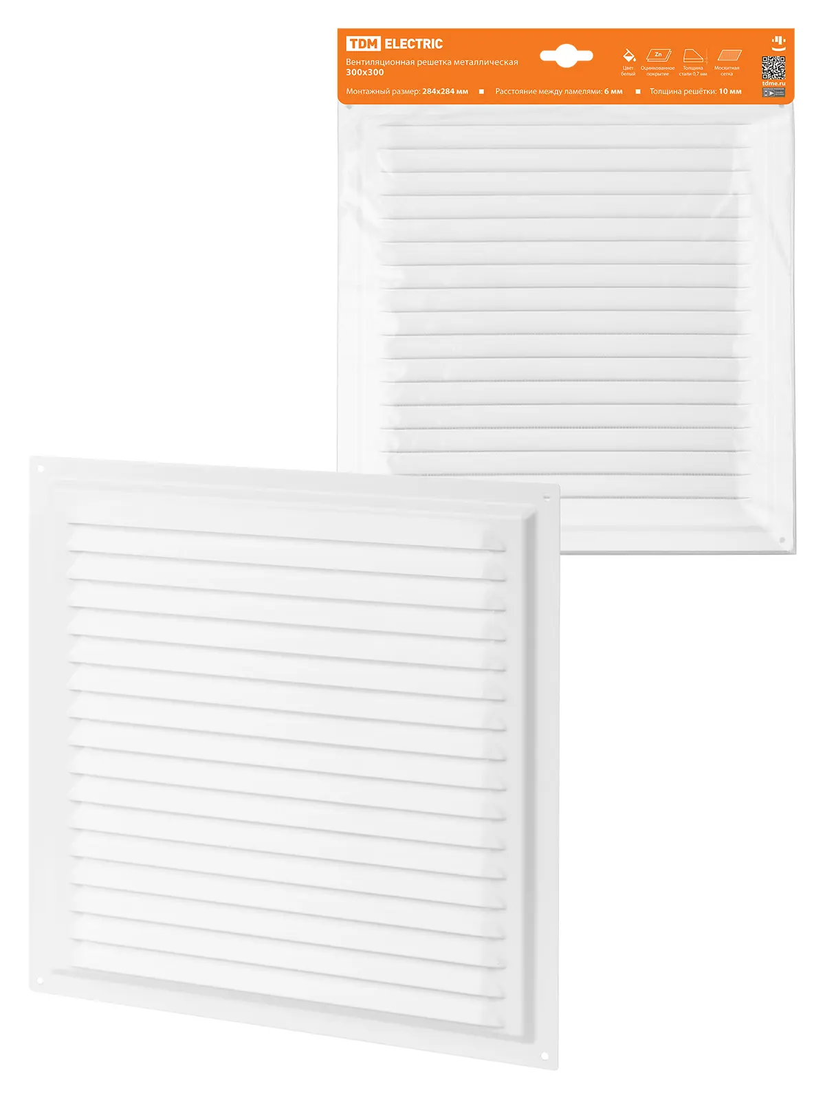 Изображение товара Решетка вентиляционная Tdm electric 300x300 мм белая с сеткой