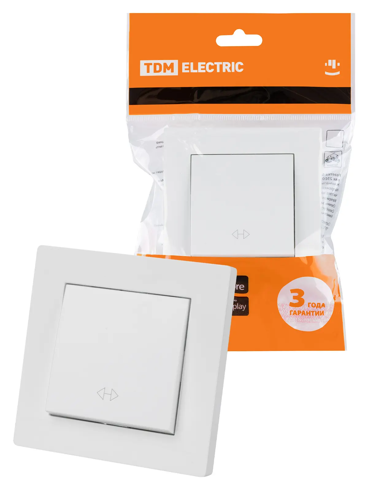 Изображение товара Выключатель перекрестный накладной Tdm electric Сенеж SQ1816-0019 1 клавиша цвет белый