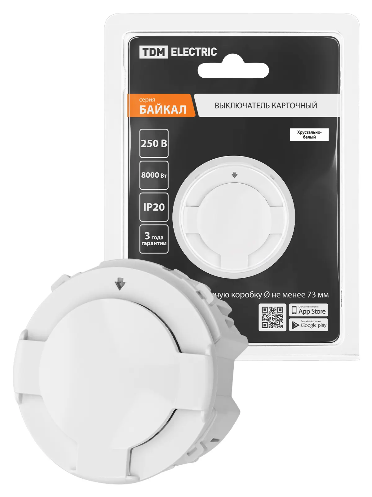 Изображение товара Выключатель накладной Tdm electric Байкал SQ1819-0051 1 клавиша белый для дома и офиса
