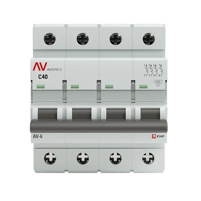 Изображение товара Автоматический выключатель Ekf Averes AV-6 4P C40 А 6 кА для защиты цепей