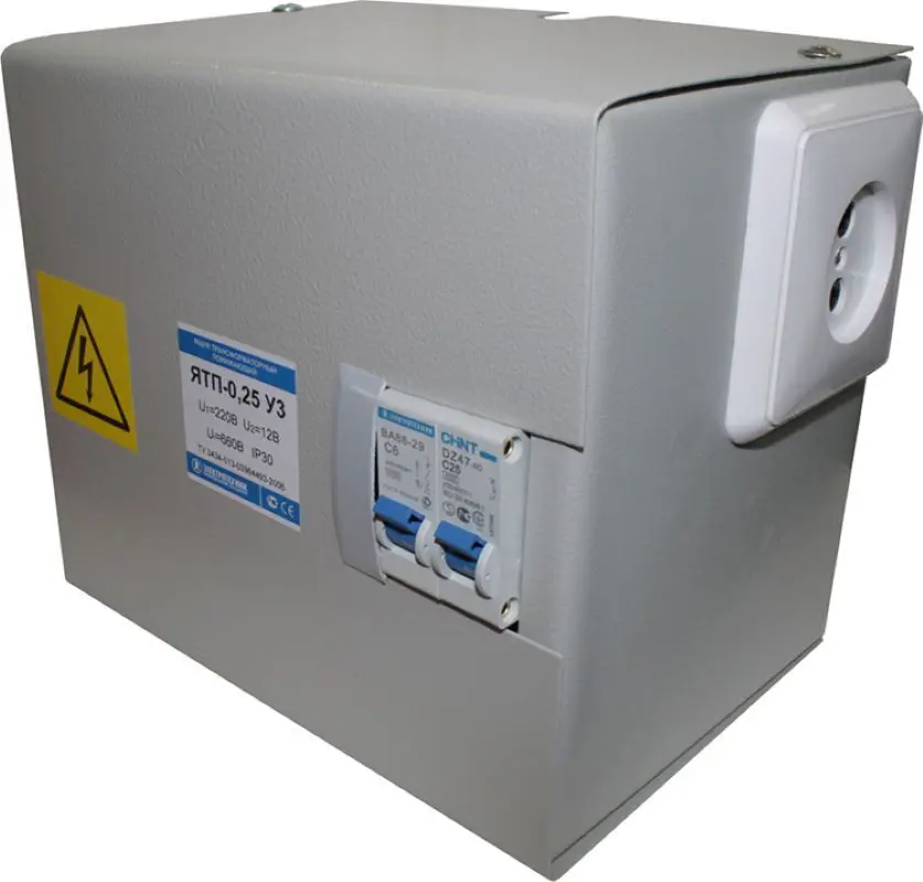 Изображение товара Ящик с понижающим трансформатором Электротехник ЯТП-0.25 220/12 В У3 IP30 Россия