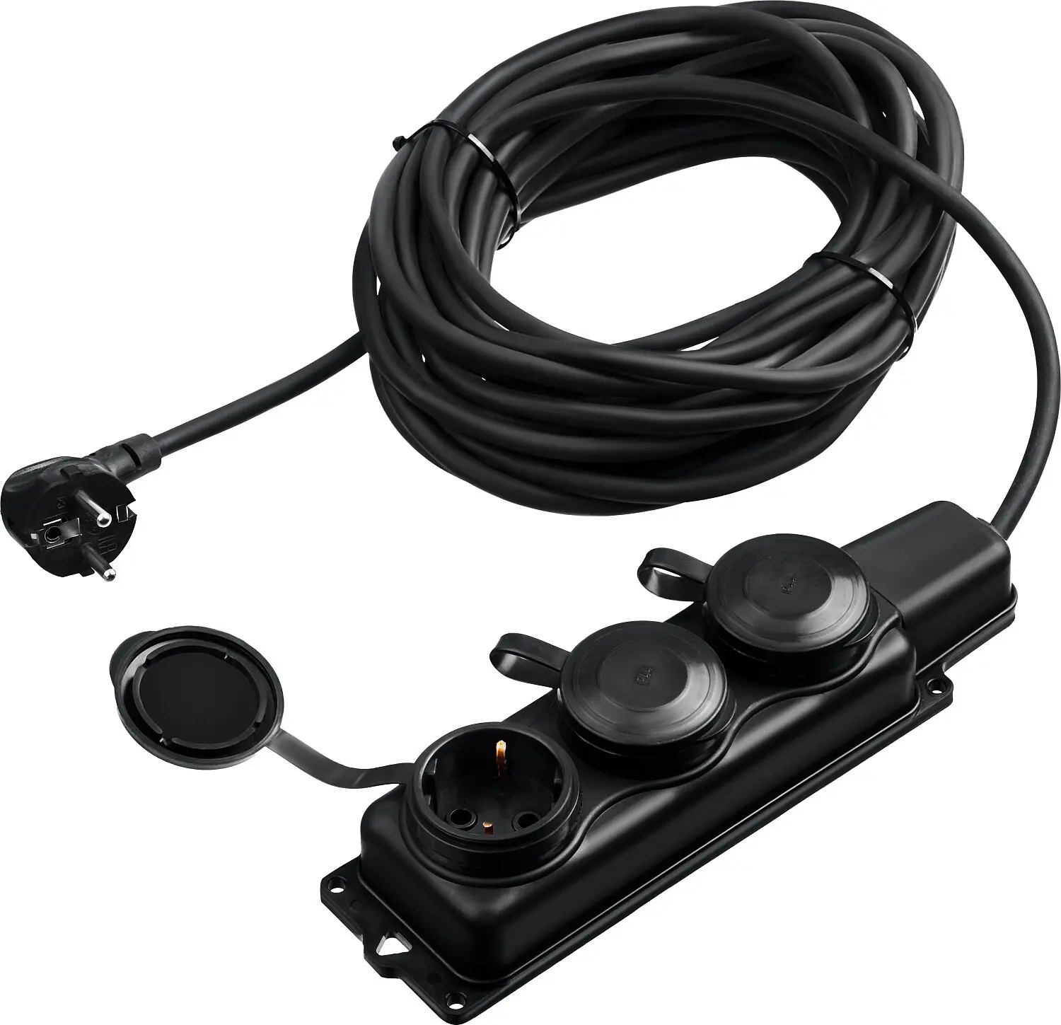 Изображение товара Удлинитель-шнур Зубр 55024-15 3 розетки 15 м 4000 Вт черный