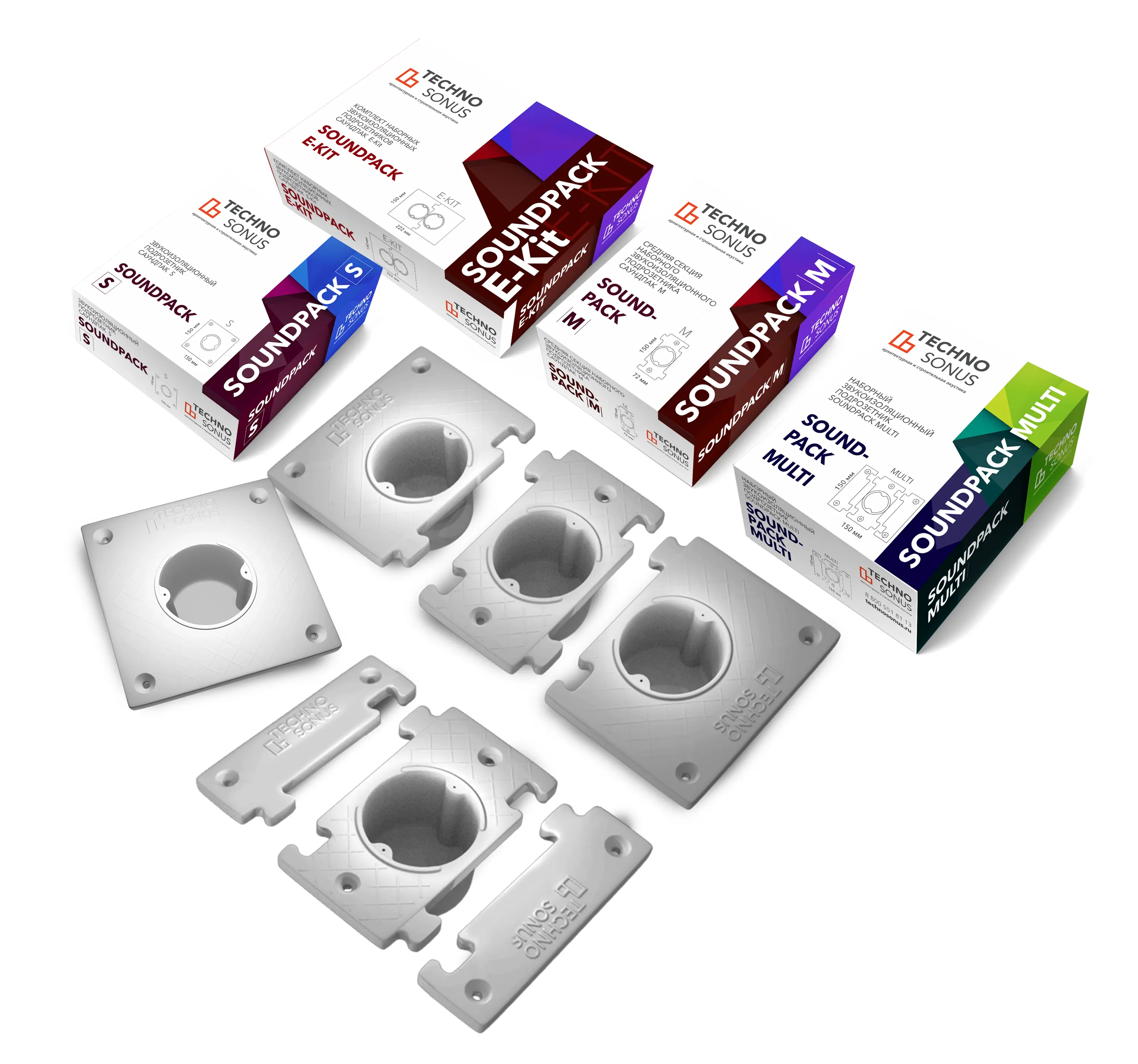 Изображение товара Подрозетник звукоизоляционный Техносонус СаундПак M 72x150x53мм под гипсокартон цвет белый