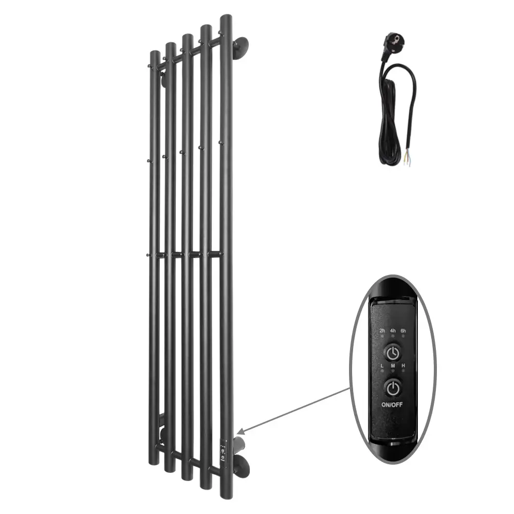 Изображение товара Полотенцесушитель электрический Altasan Арго Люкс 270x1200 мм 85 Вт с терморегулятором лесенка цвет черный муар
