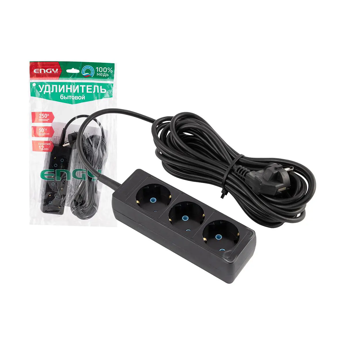 Изображение товара Удлинитель Engy 220799 3 розетки, 7 м