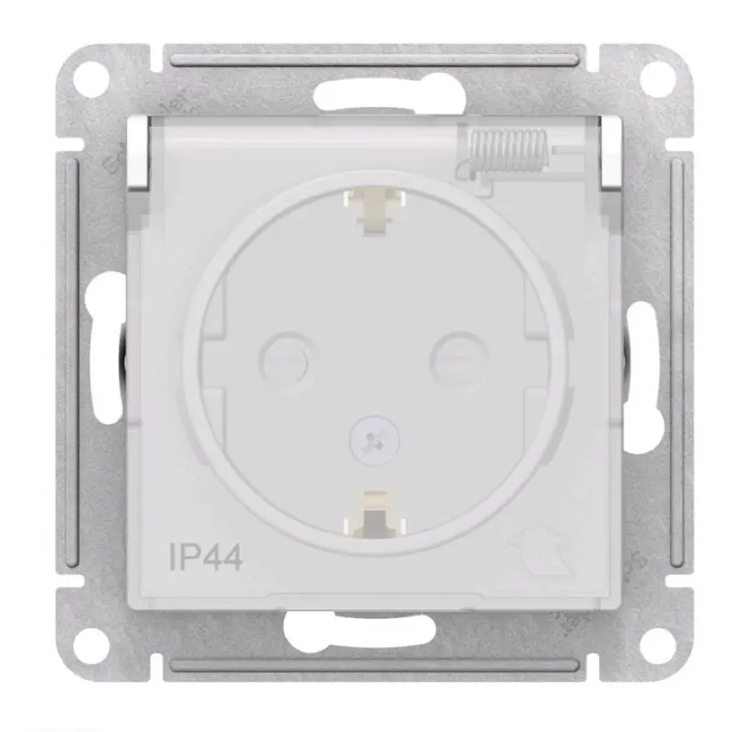 Изображение товара Встраиваемая розетка Systeme Electric AtlasDesign с заземлением IP44 белая