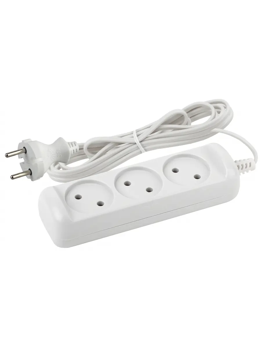 Изображение товара Удлинитель бытовой Эра Б0035748 3 розетки без заземления 2x0.75 мм 3 м 1300 Вт цвет белый