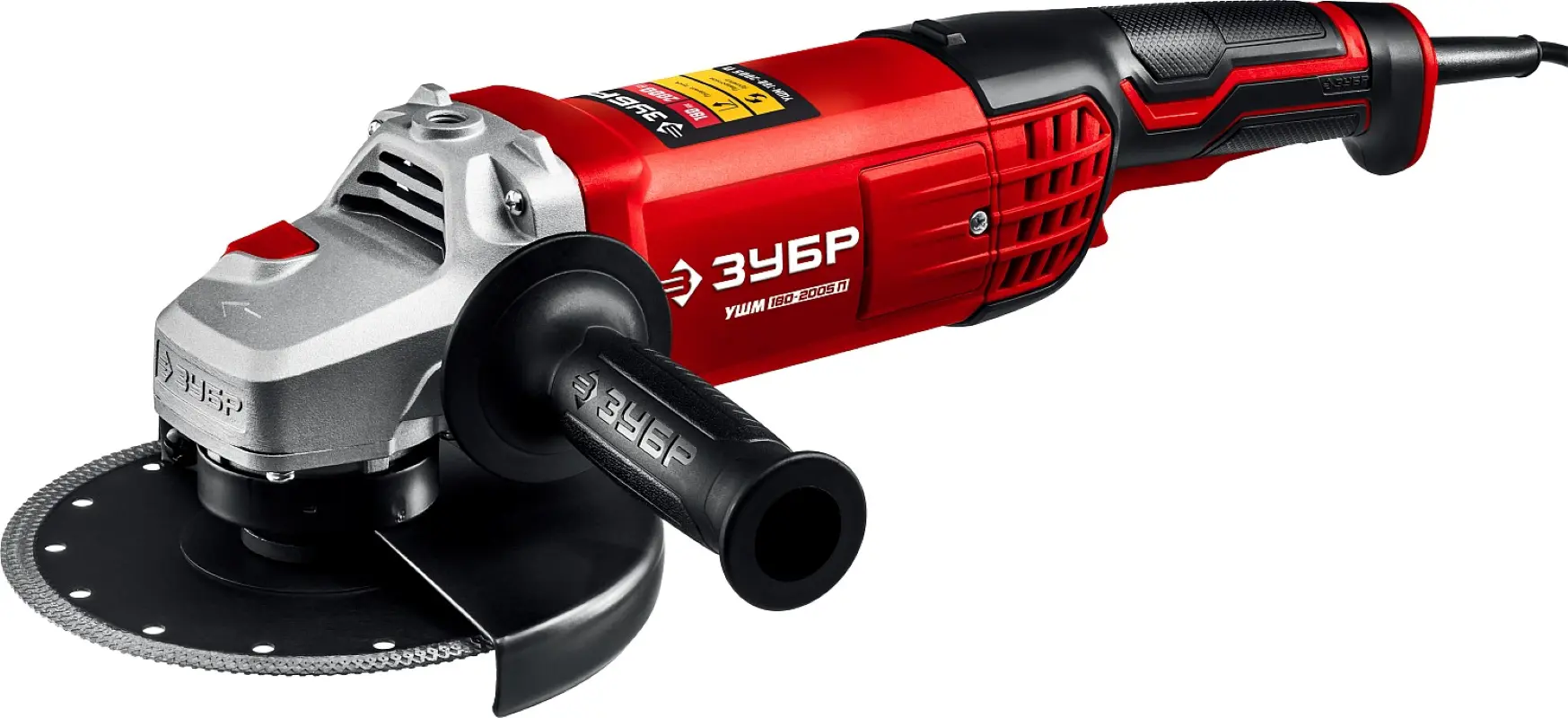 Изображение товара Углошлифовальная машина ЗУБР УШМ-180-2005 П 2000 Вт 180 мм безопасная и мощная