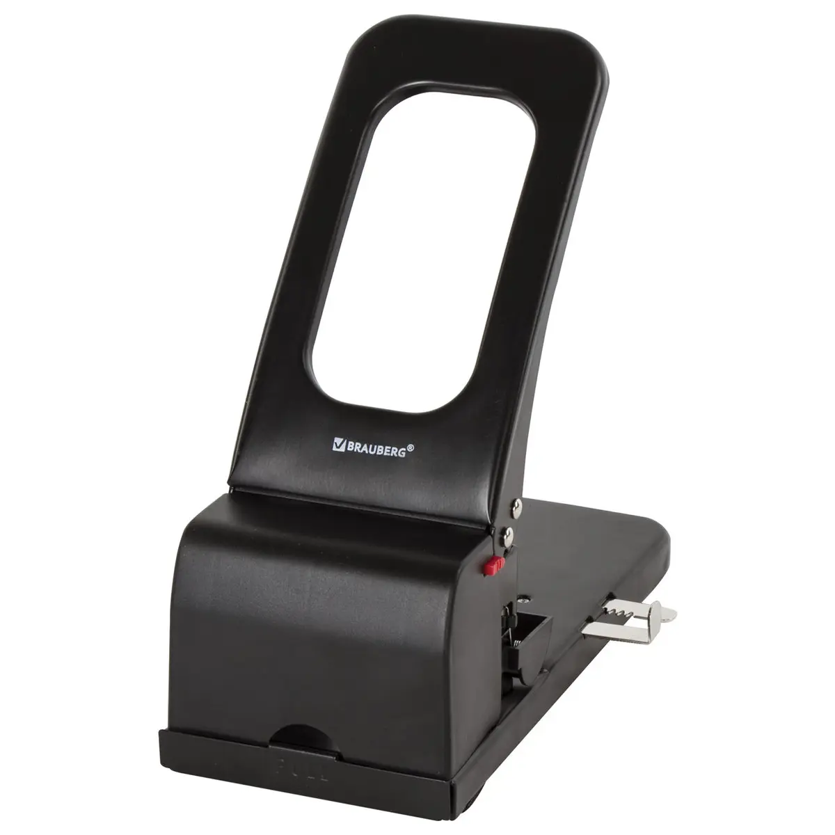 Изображение товара Мощный металлический дырокол BRAUBERG Heavy duty пробивает до 100 листов черный