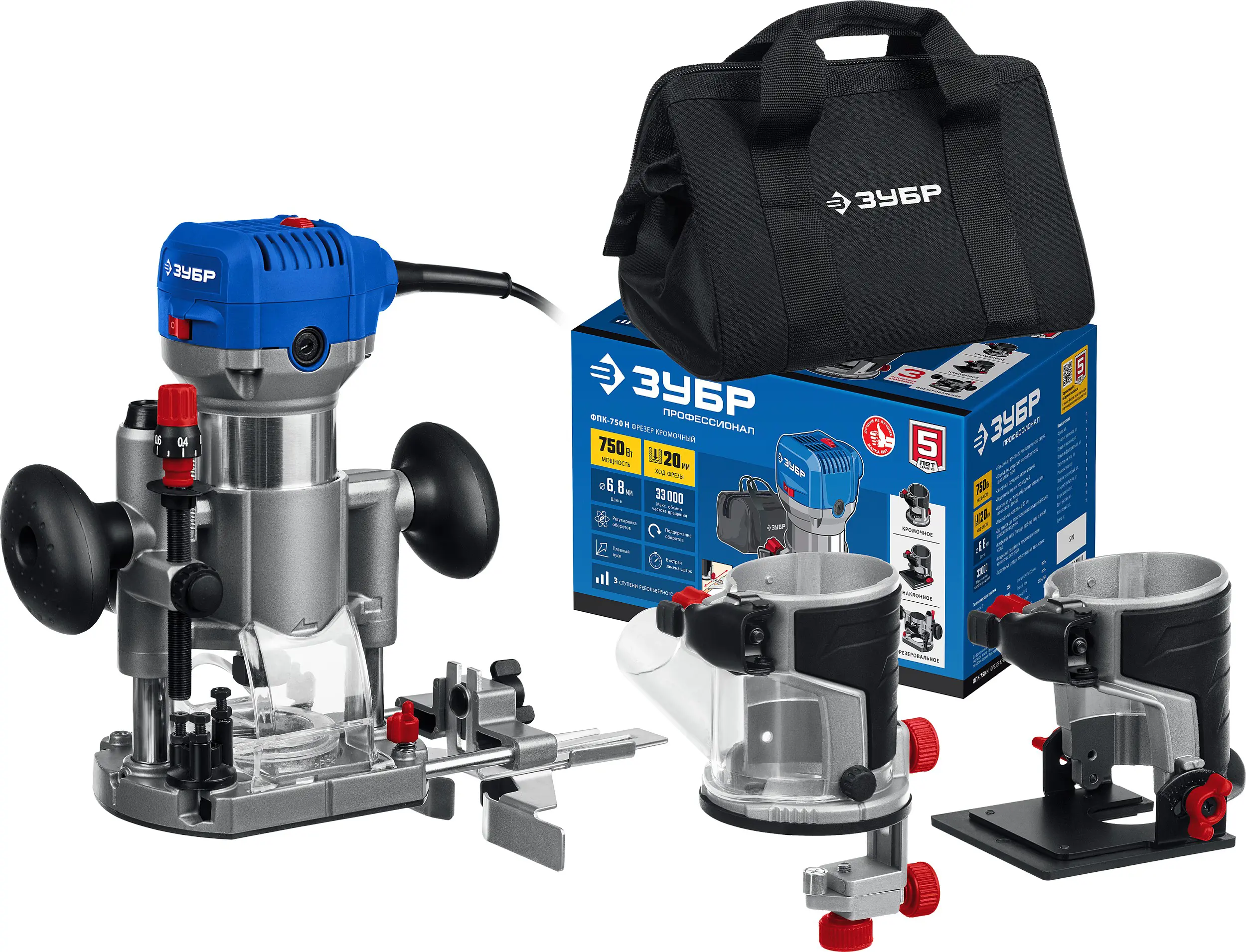 Изображение товара Фрезер кромочный ЗУБР ФПК-750Н 150 Вт для обработки кромок и профилей