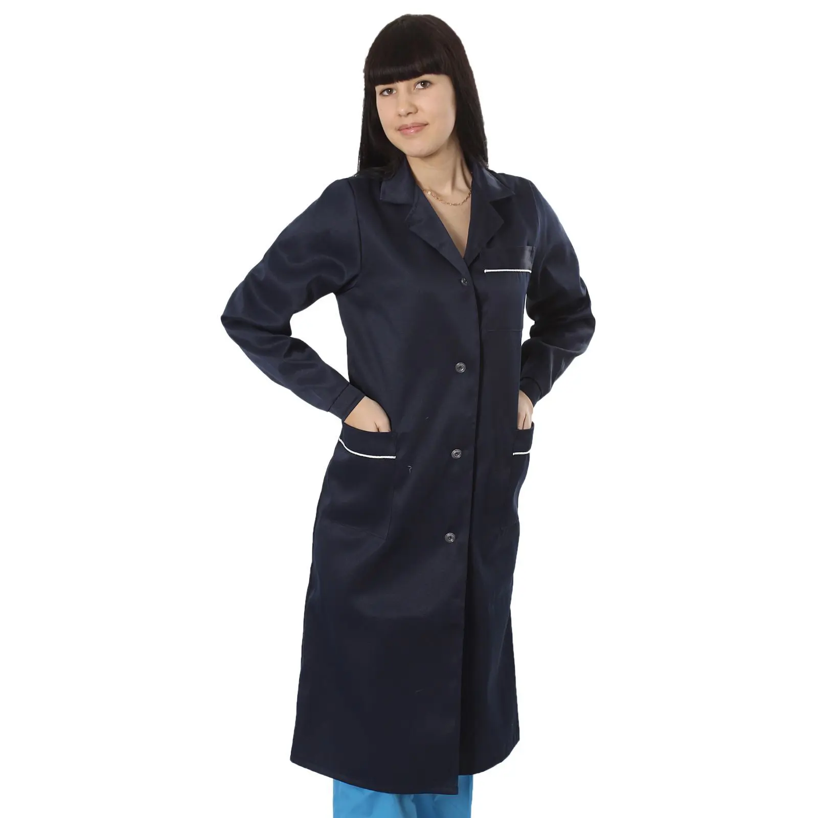 Изображение товара Халат рабочий Simaland 1242966 цвет синий размер 52-54 рост 170-176 см