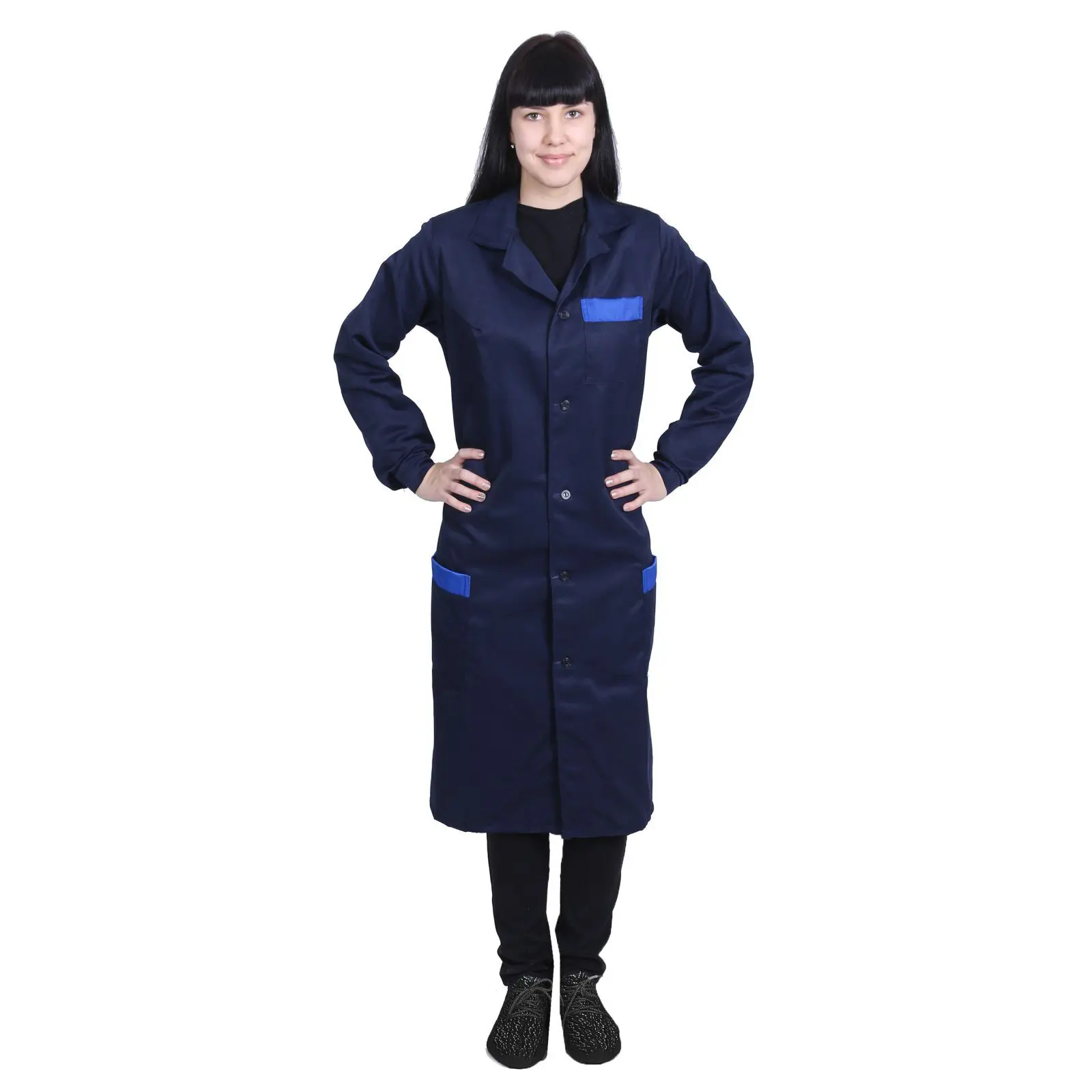 Изображение товара Халат рабочий Simaland 2019855 цвет синий размер 48-50 рост 158-164 см
