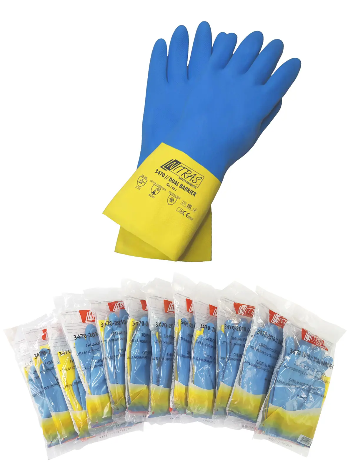 Изображение товара Перчатки неопрен-латекс хозяйственные Nitras 3470 размер 10 12 пар