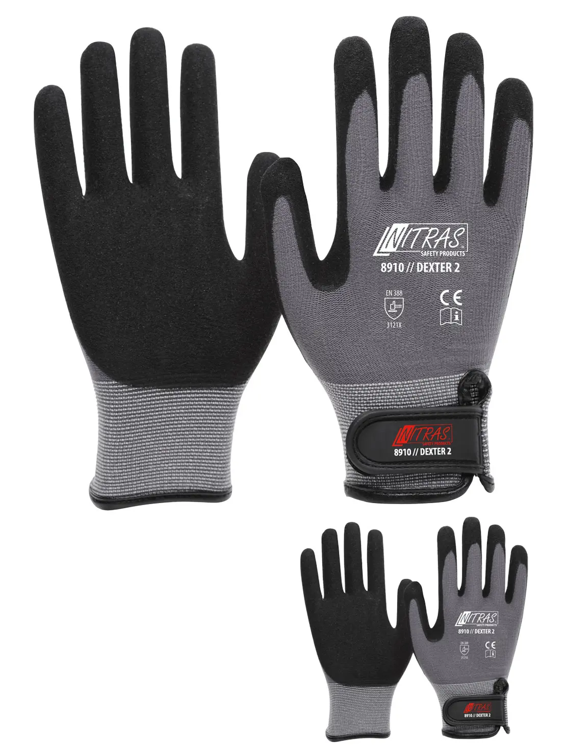 Изображение товара Перчатки латексные Nitras 8910-s2-9 Dexter 2, размер 9, обливные, 2 шт