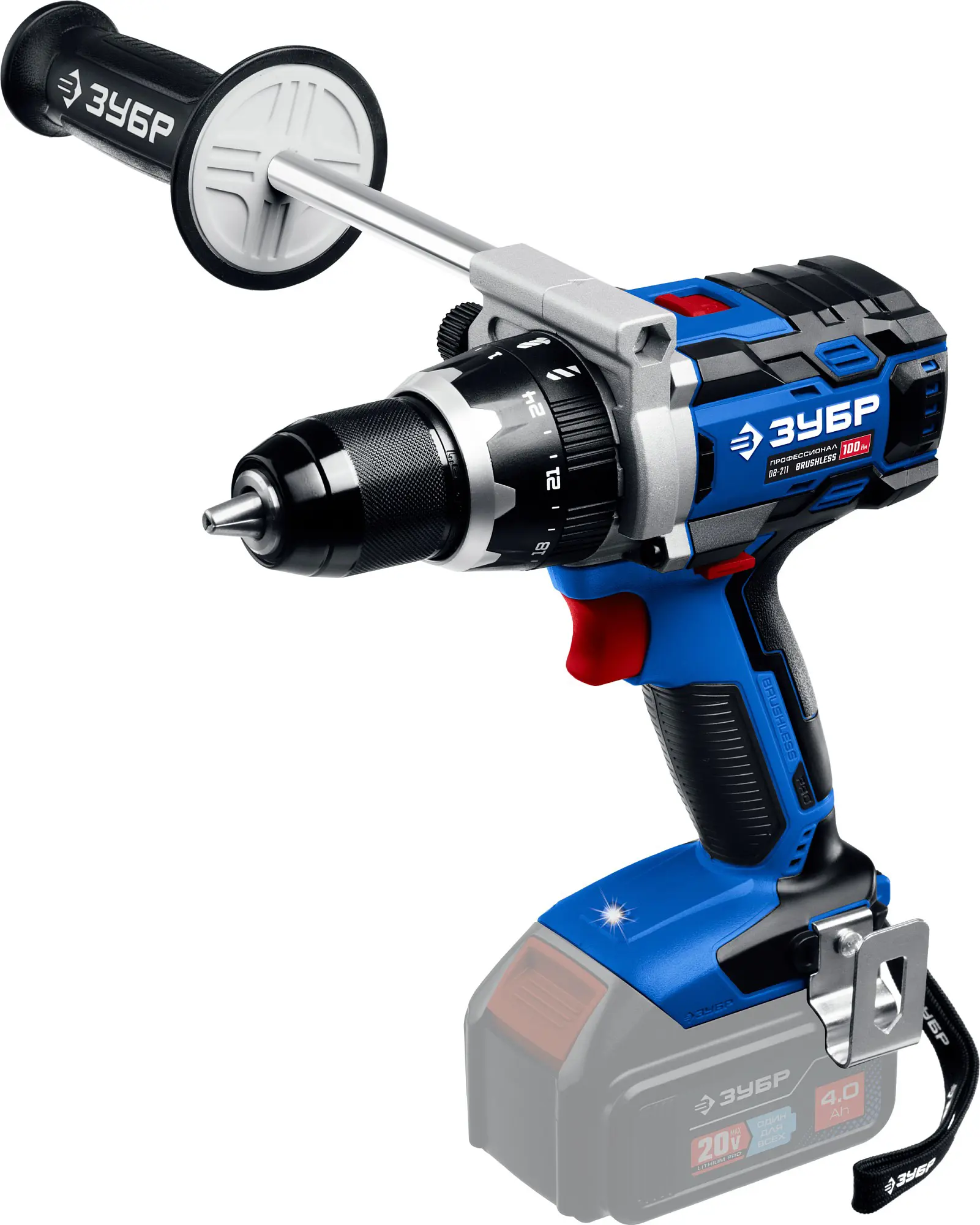 Изображение товара Аккумуляторная дрель-шуруповерт ЗУБР DB-211 20 В бесщеточный kin с Быстрозажимом
