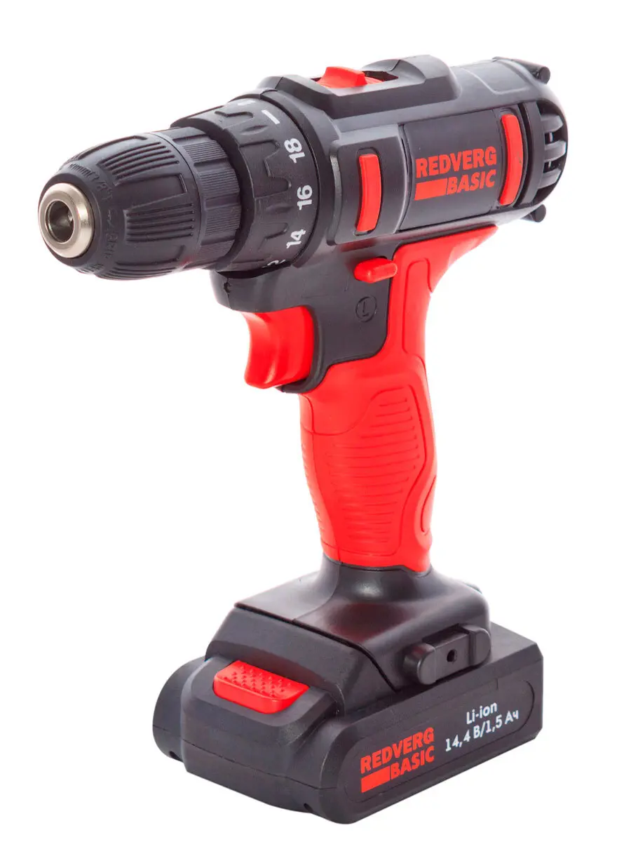 Изображение товара Шуруповерт аккумуляторный Redverg Basic SD14LE/1-2, 14.4 В Li-Ion 1x1.5 Ач