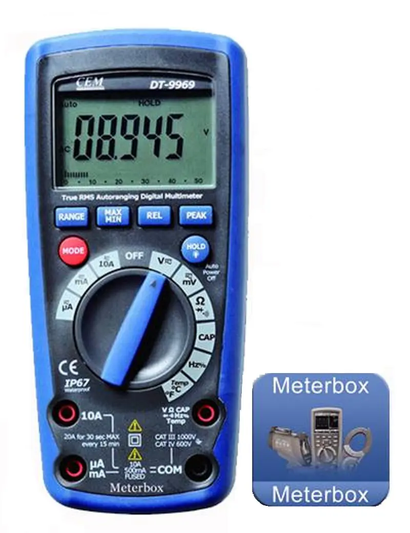 Изображение товара Цифровой мультиметр Сем СЕМ DT-9969 с True RMS, прорезиненный корпус и подсветкой дисплея