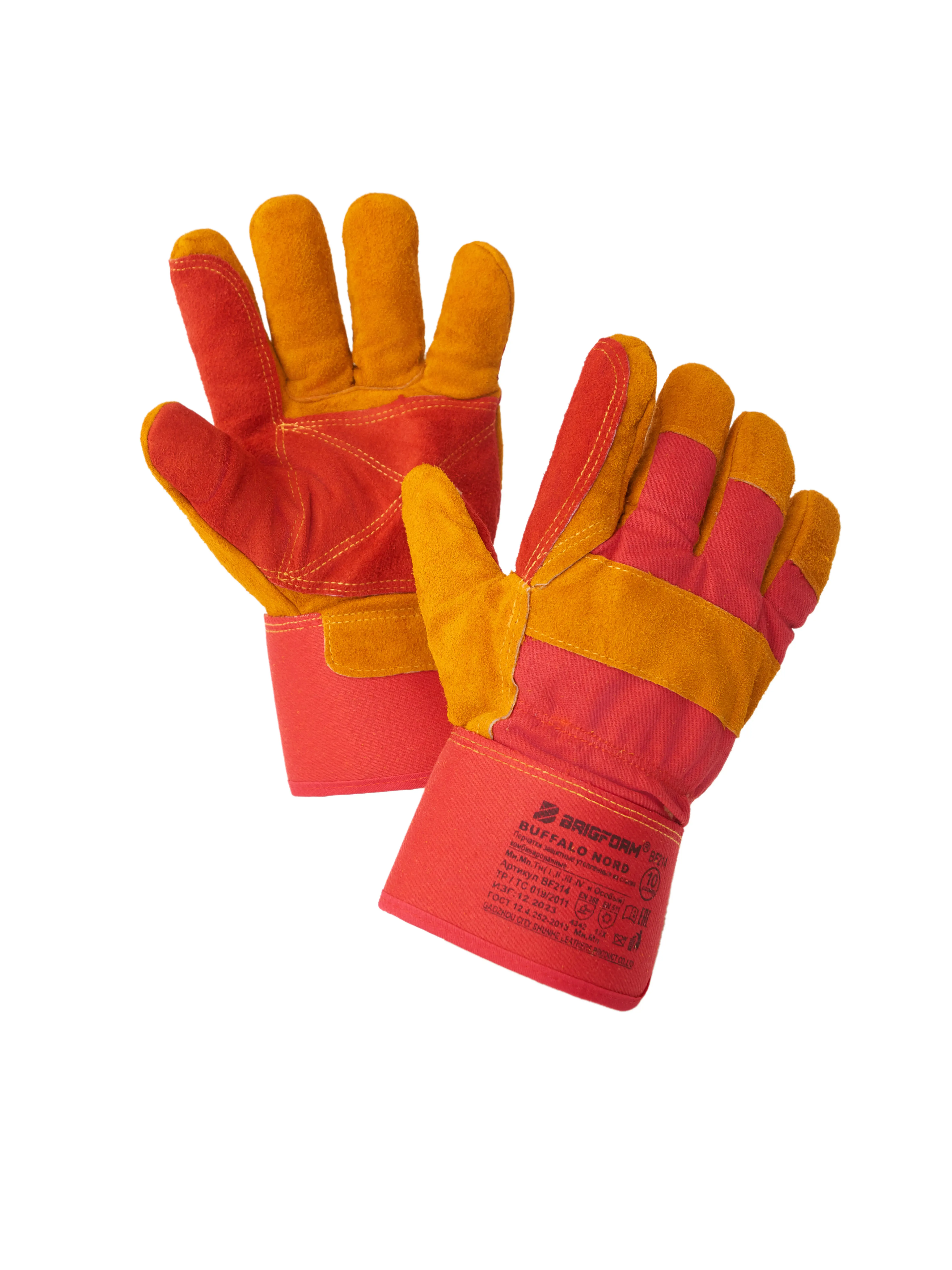 Изображение товара Перчатки спилковые Brigform Buffalo nord Bf214 размер 10 цвет оранжевый