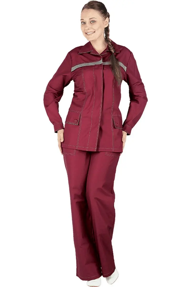 Изображение товара Костюм рабочий женский Премьера Люкс цвет бордовый размер 112-116 рост 170-176 см