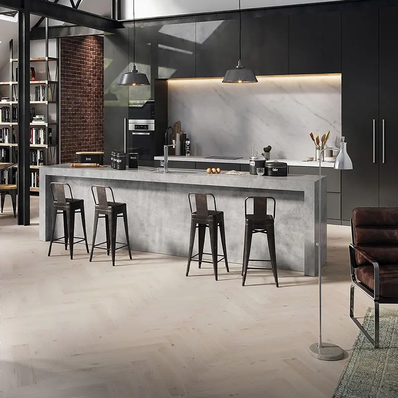 Изображение товара Паркетная доска Barlinek Дуб Cappuccino Herringbone Optilock 14 мм с фаской