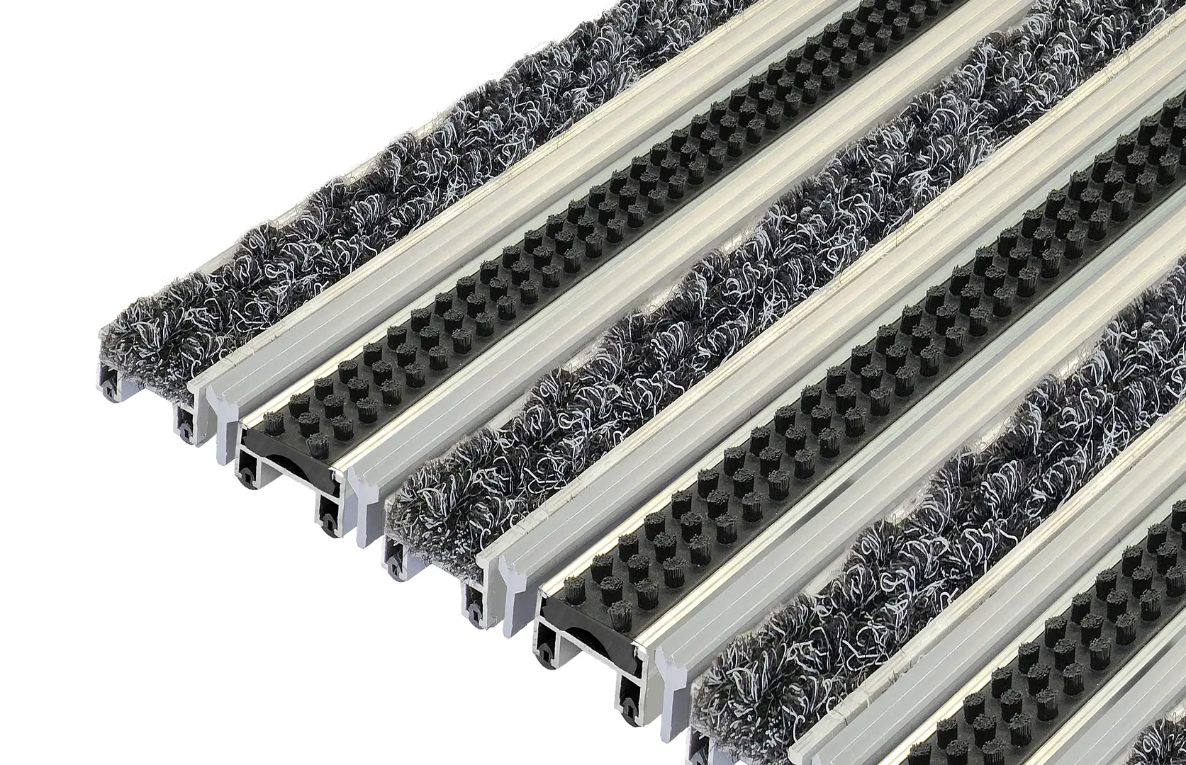 Изображение товара Придверная решетка Сититоп Эконом Бруш+текстиль+скребок 60x40 см алюминиевая