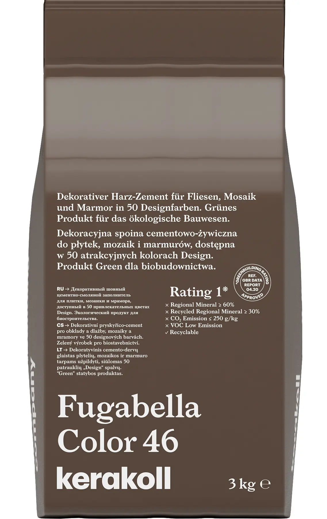 Изображение товара Гибридная затирка Kerakoll Fugabella Color 46 Антрацит 3 кг для швов