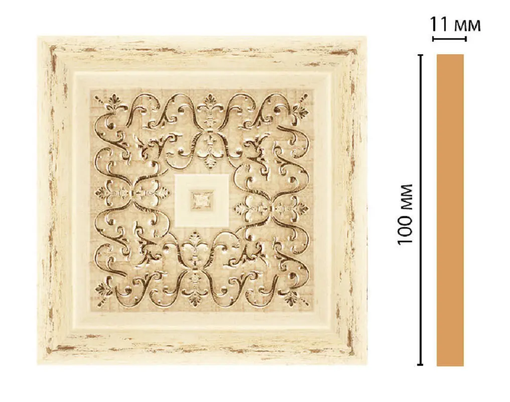 Изображение товара 3D Панель Decomaster Вставка декоративная 164-2-1028 10x10см 0.1 м² цвет бежевый