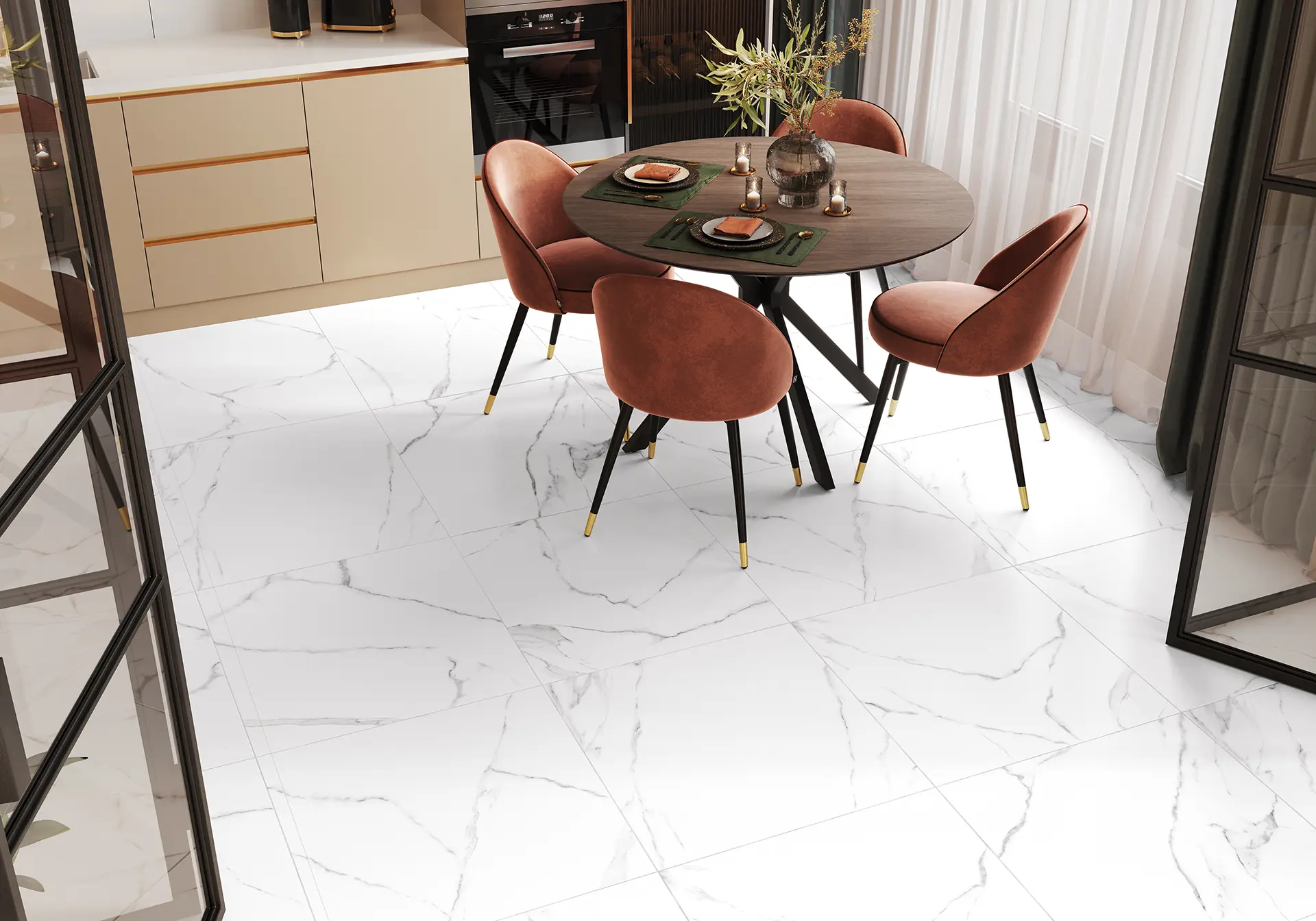 Изображение товара Керамогранит Alma Ceramica 57x57 см белый с мраморным эффектом