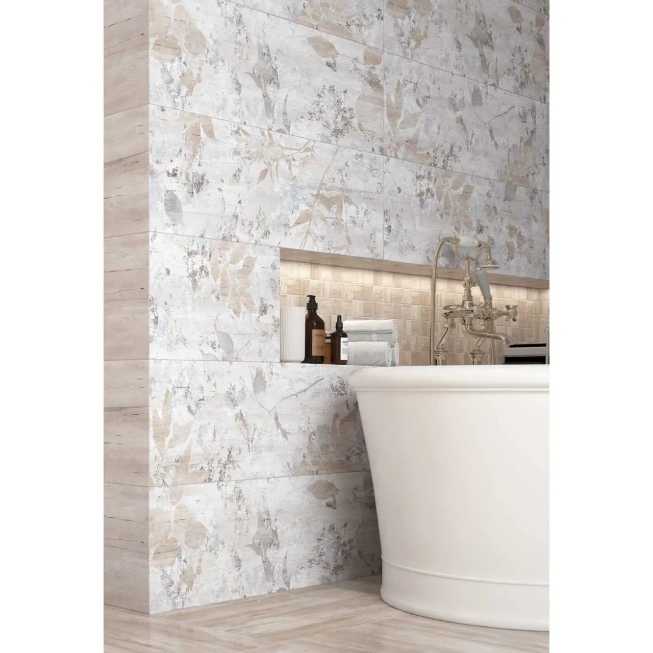 Изображение товара Керамическая настенная плитка Керамин Рондо 7С 30x90 белая для интерьера