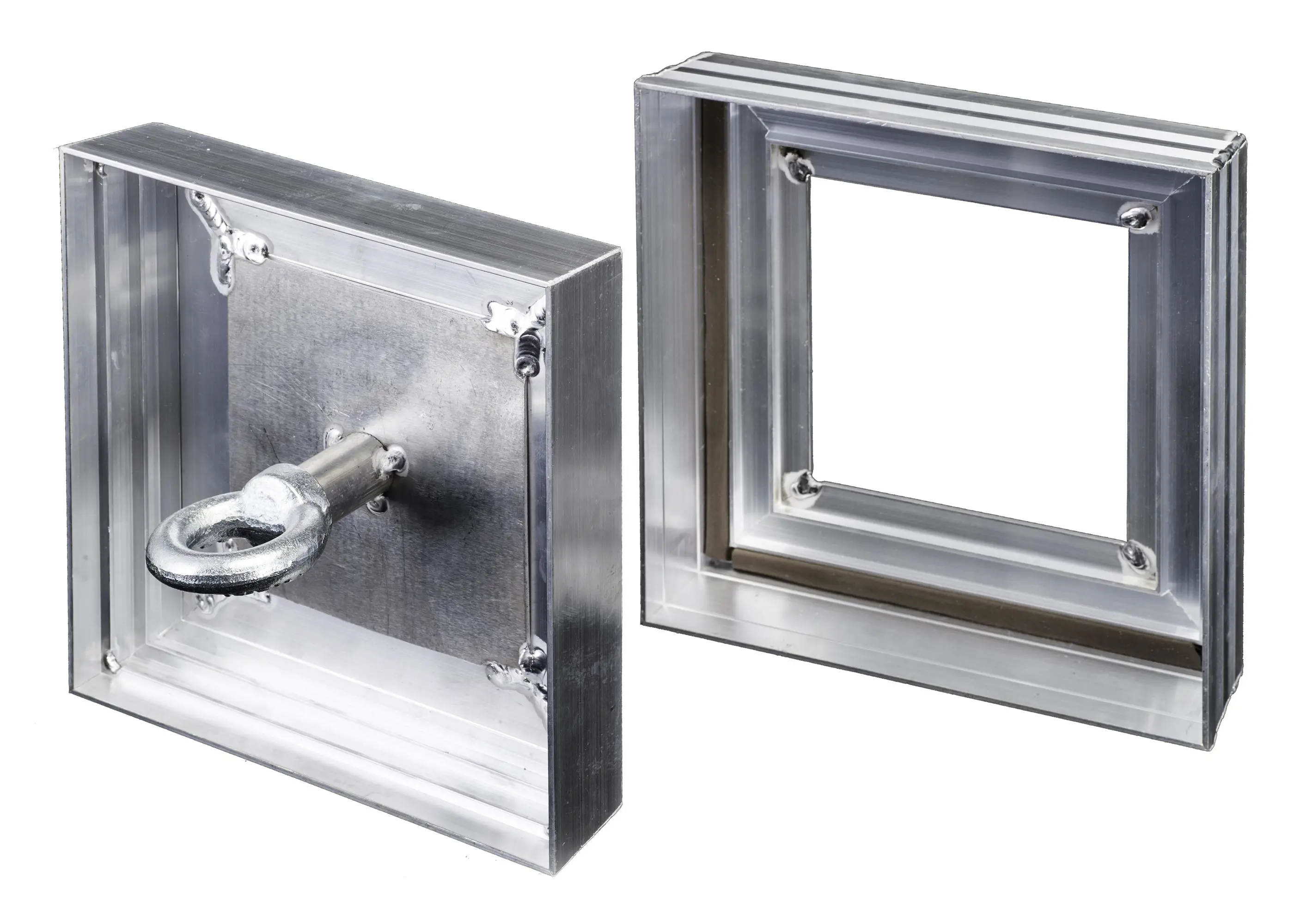 Изображение товара Напольный ревизионный люк из алюминия 20х20 см Эвент ГК ЛНА с армирующей сеткой