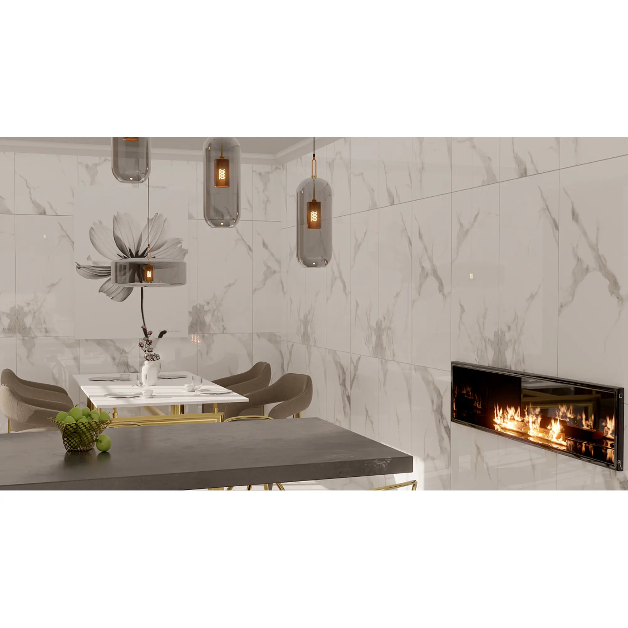 Изображение товара Керамогранит 60x120 см белый с серыми прожилками для интерьера и экстерьера