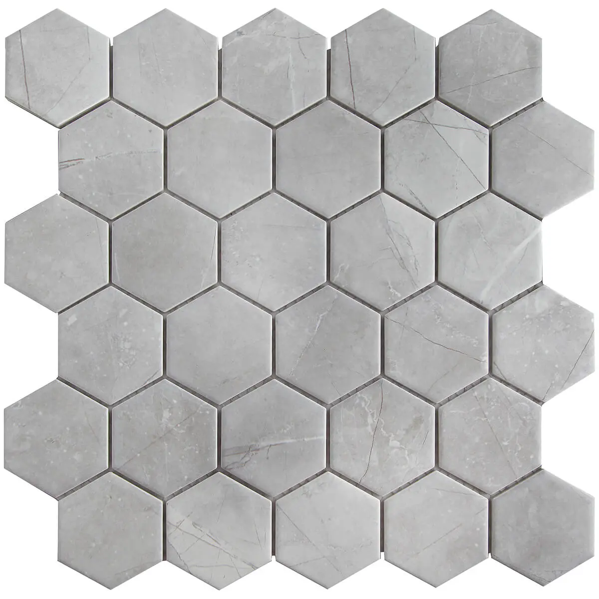 Изображение товара Мозаика керамическая Starmosaic Hexagon small marble grey matt PMMT82457 26.5x27.8см цвет серый, серебристый