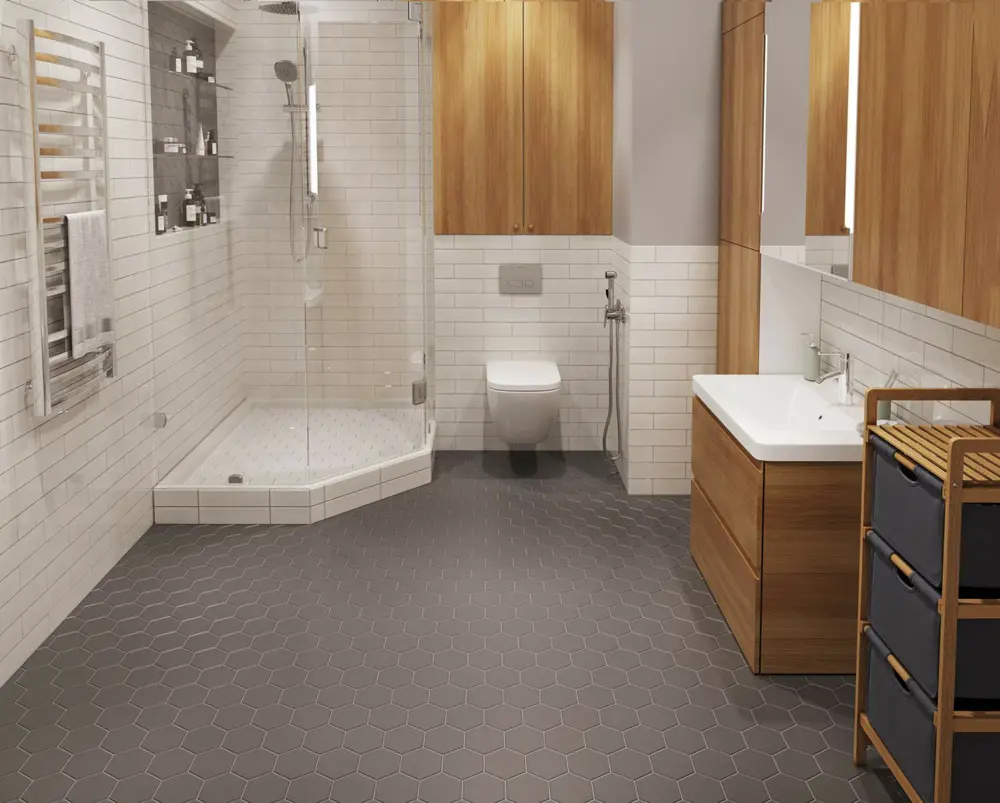 Изображение товара Керамическая мозаика Starmosaic Hexagon big серый мат 25.6x29.5см для стен и полов