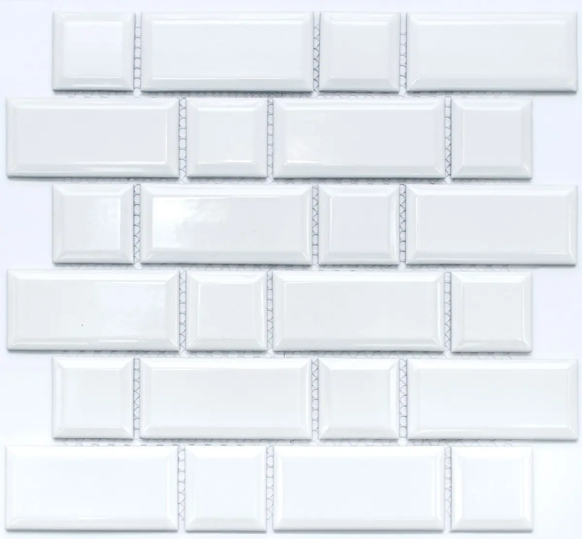Изображение товара Декоративная керамическая мозаика NSmosaic PR4595-42 29.4x29.1 см белый глянец