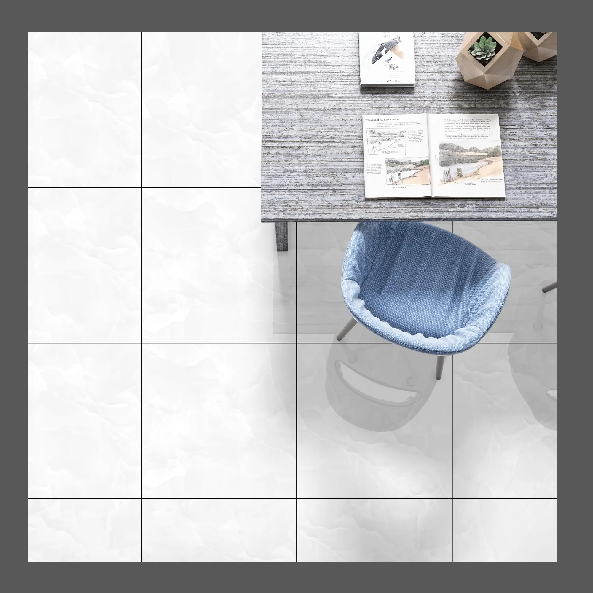 Изображение товара Керамогранит Kerald Lux White glossy 60x60 см мраморный эффект для стен и пола