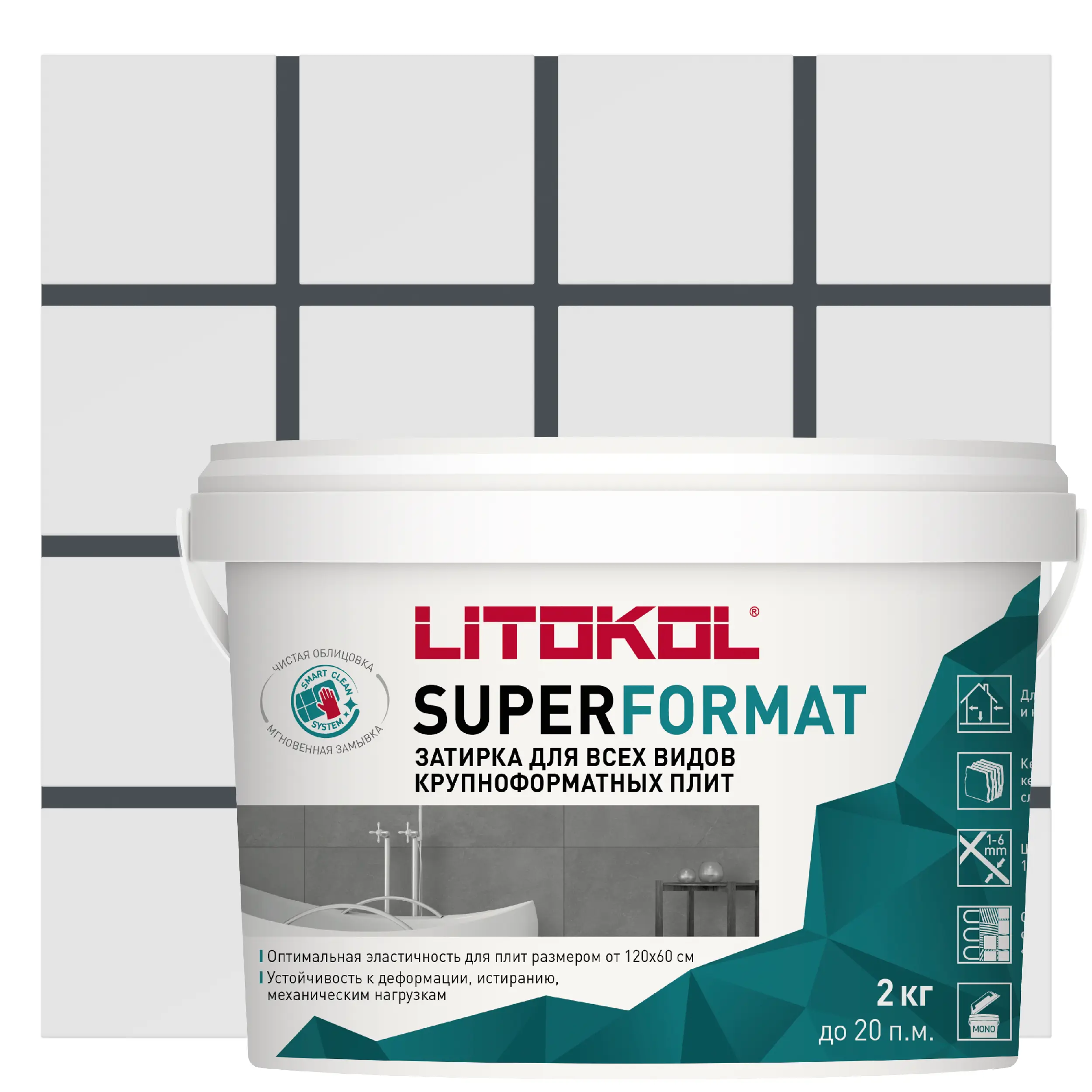 Изображение товара Готовая полиуретановая затирка LITOKOL SUPERFORMAT SF Черный графит 2 кг