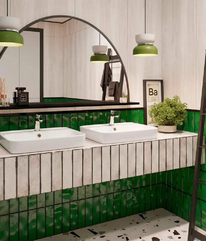 Изображение товара Настенная плитка Керамин Брайт 00-003016ekb 7.75x27.5см цвет зеленый