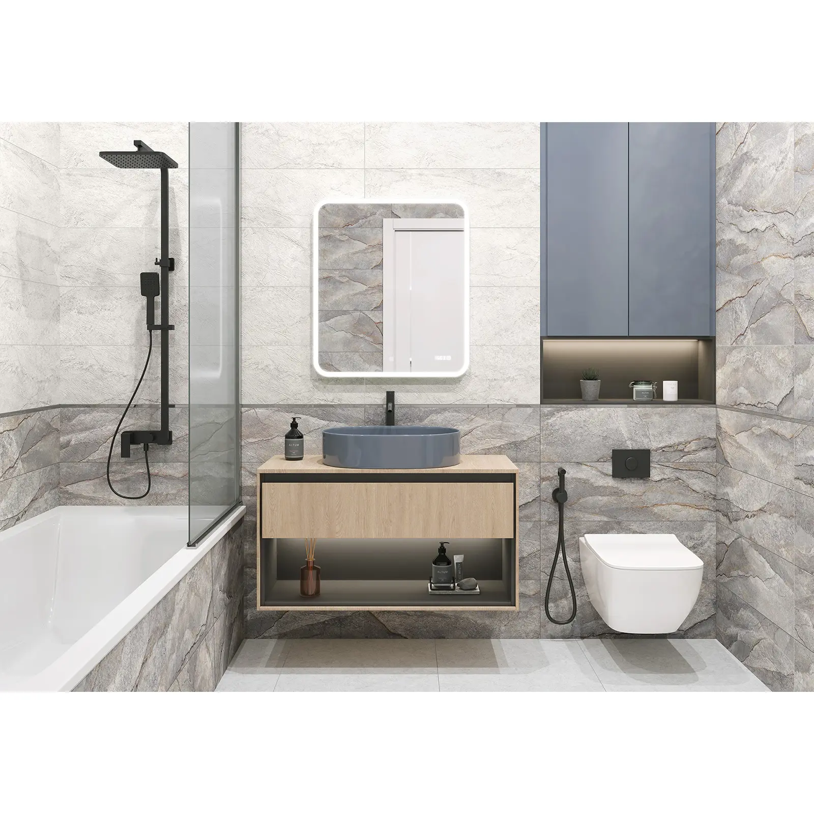 Изображение товара Керамическая настенная плитка Delacora Nebraska WT15NBR25R 24x74см серо-каричневая