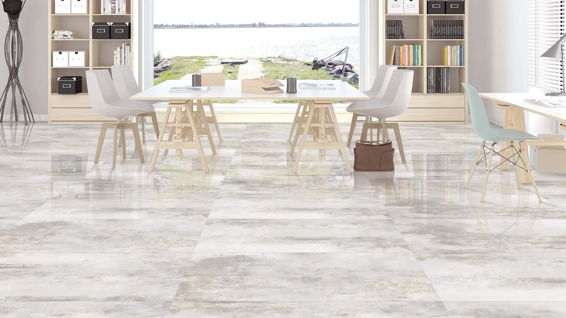 Изображение товара Керамогранит Kerald Art Silver Sugar 60x120 см с эффектом мрамора, серый