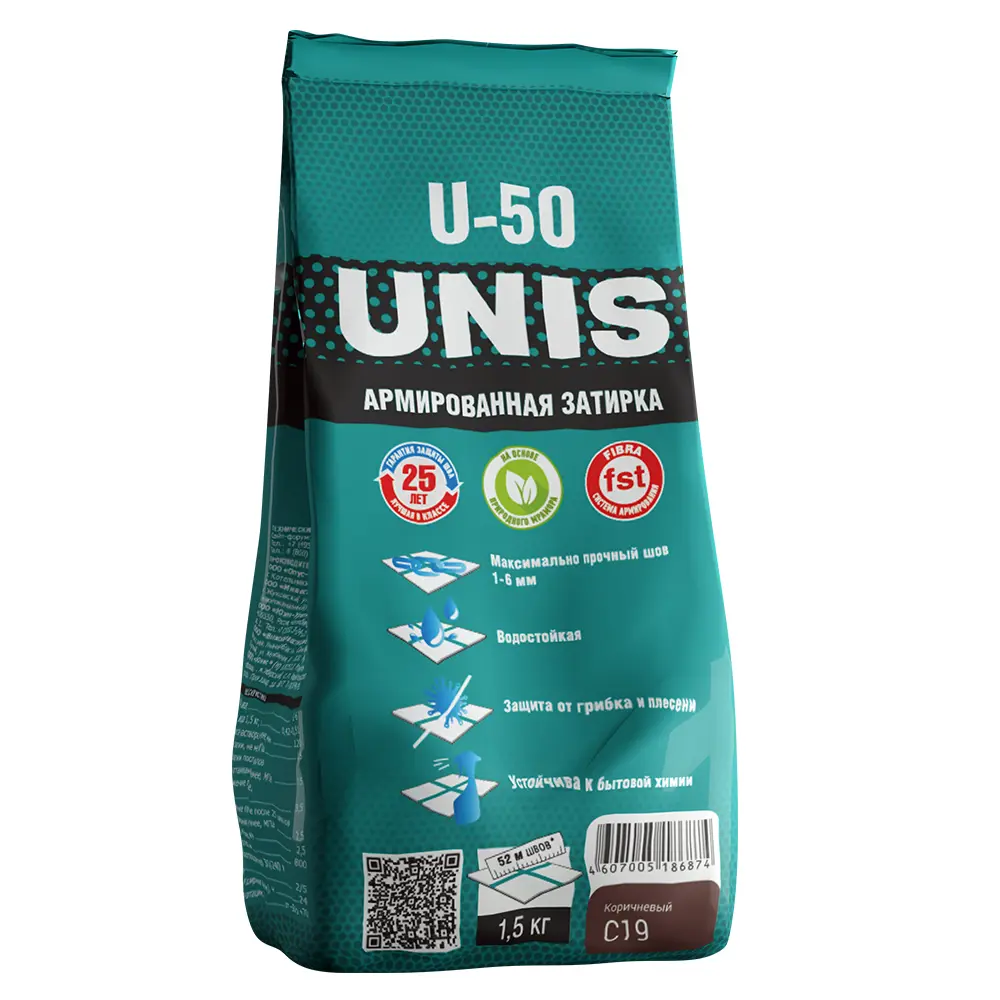 Изображение товара Затирка цементная Unis 1.5кг коричневый