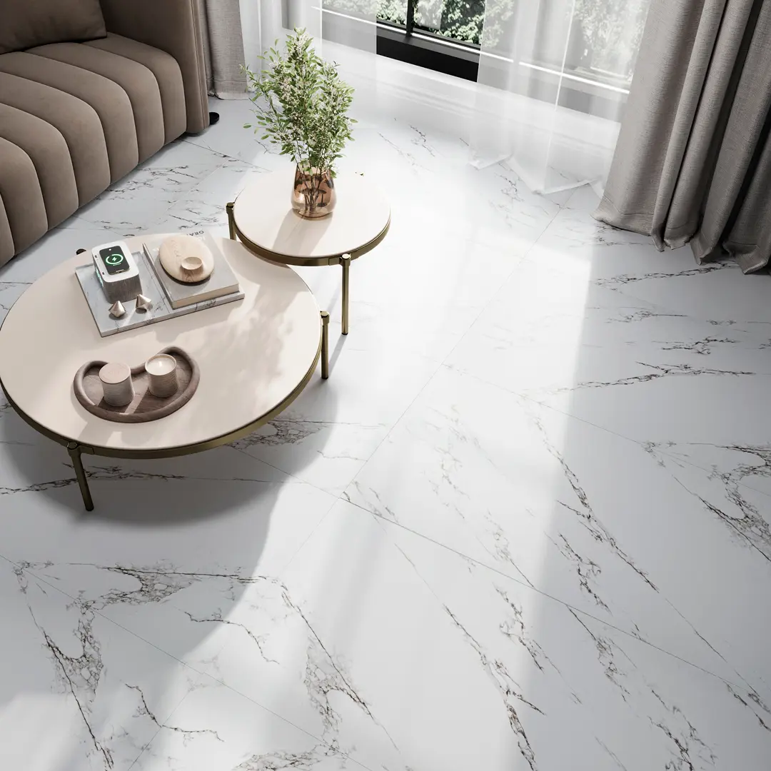 Изображение товара Керамогранит КЕРАМОПРО Rozalin White 60x120 см матовый мраморный эффект