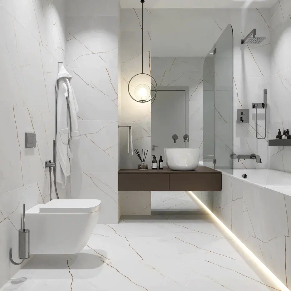 Изображение товара Керамогранит IDALGO Граните Сиена 60x120 см белый с золотистыми прожилками