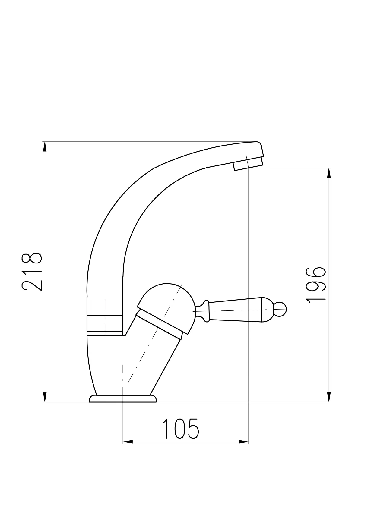 Изображение товара Смеситель для раковины RavSlezak Labe L506.5/2 однорычажный цвет хром