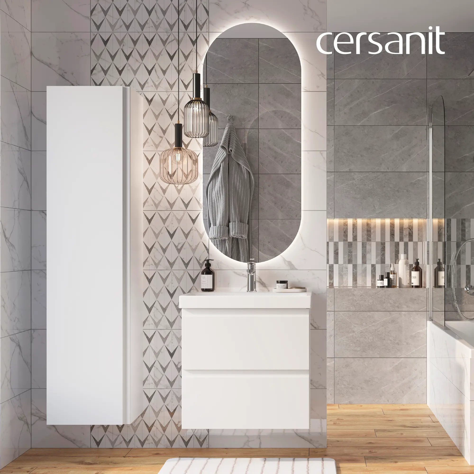 Изображение товара Шкаф-пенал для ванны Cersanit Moduo SB-SL-MOD/Wh подвесной 39.4см